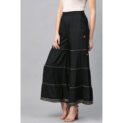 Mayawye Women's Casual Solid Rayon Sharara (Black)