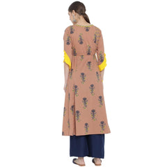 Mayawye Women's Casual 3/4 th Sleeve Floral Printed Cotton Kurti (MultiColor)