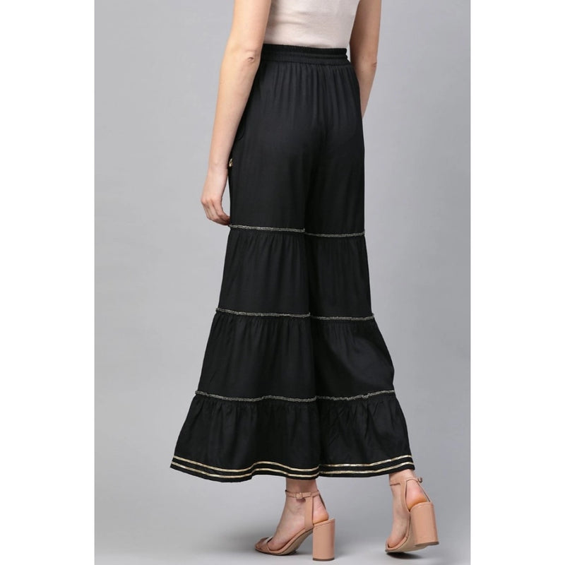 Mayawye Women's Casual Solid Rayon Sharara (Black)