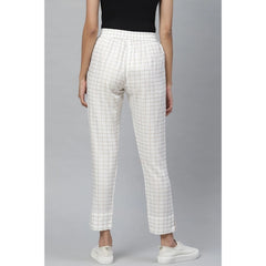 Mayawye Women's Casual Checked Rayon Trouser Pant (White)