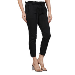 Mayawye Women's Casual Solid Lycra Trouser Pant (Black)