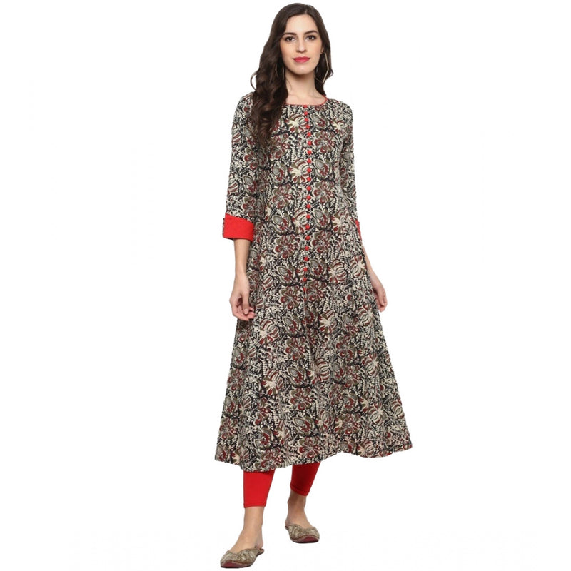 Mayawye Women's Casual 3/4 th Sleeve Printed Cotton Kurti (MultiColor)