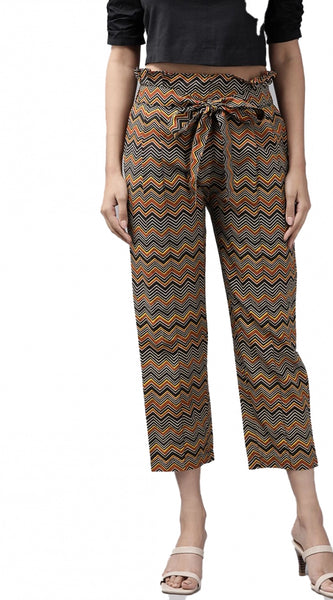 Mayawye Women's Casual Printed Cotton Trouser Pant (MultiColor)
