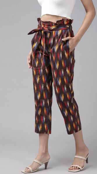 Mayawye Women's Casual Printed Cotton Trouser Pant (MultiColor)