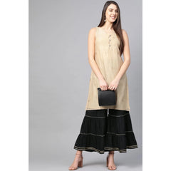 Mayawye Women's Casual Solid Rayon Sharara (Black)