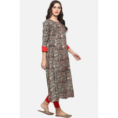 Mayawye Women's Casual 3/4 th Sleeve Printed Cotton Kurti (MultiColor)