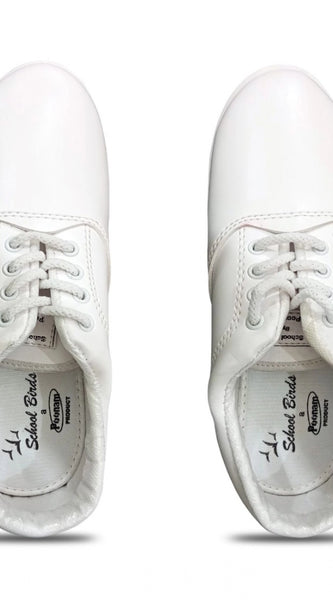 Mayawye Boy's Rexine School Shoe Lace-Up (White)