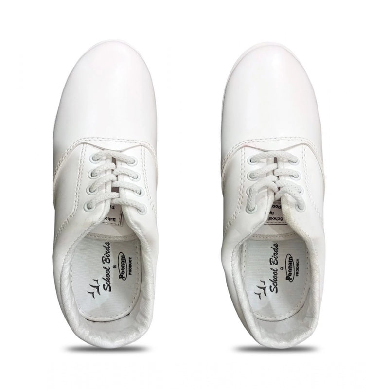 Mayawye Boy's Rexine School Shoe Lace-Up (White)
