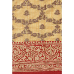 Mayawye Women's Chanderi Cotton Printed Saree With Unstitched Blouse (Yellow, 5-6 Mtrs)