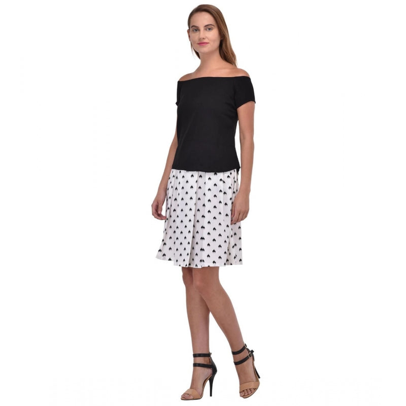 Mayawye Women's Cotton Blend Solid Short Sleeves Dress (Black)