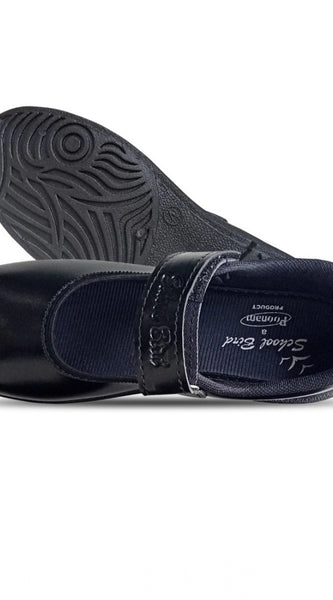 Mayawye Girls Rexine Ox-Ankle Velcro Closure School Shoe (Black)