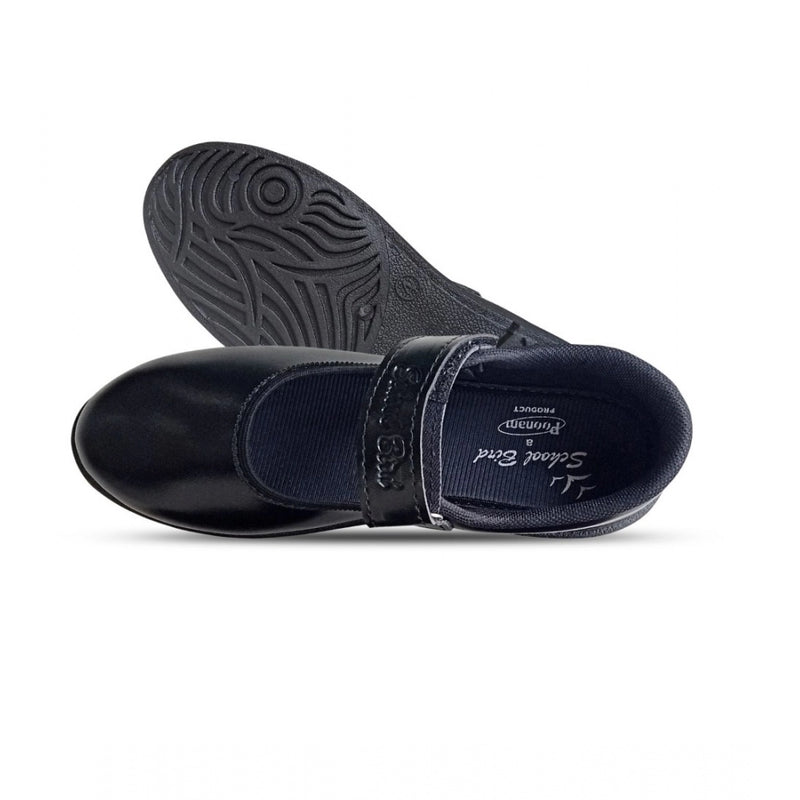 Mayawye Girls Rexine Ox-Ankle Velcro Closure School Shoe (Black)