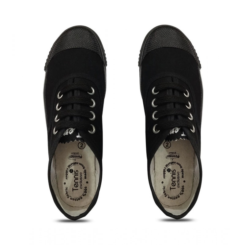 Mayawye Unisex Cotton School Shoe Lace-Up (Black)