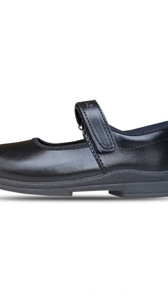 Mayawye Girls Rexine Ox-Ankle Velcro Closure School Shoe (Black)