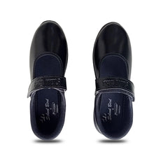 Mayawye Girls Rexine Ox-Ankle Velcro Closure School Shoe (Black)