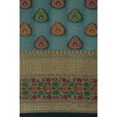 Mayawye Women's Organza Printed Saree With Unstitched Blouse (Sea Green, 5-6 Mtrs)