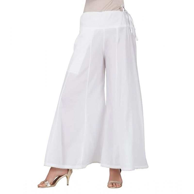 Mayawye Women's Casual Cotton Solid Palazzo (White)