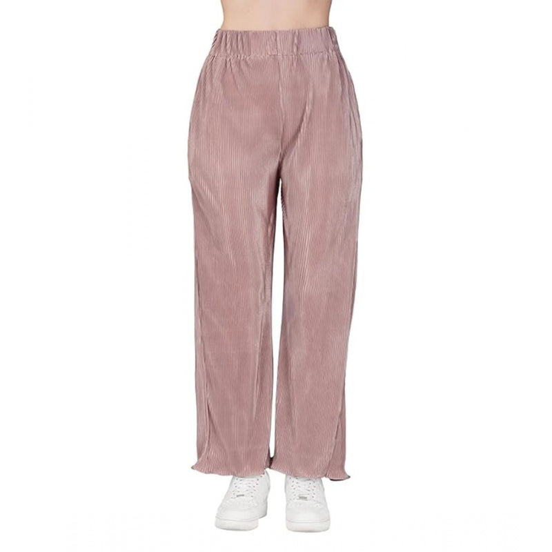 Mayawye Women's Casual Cotton Blend Striped Bottomwear (Pink)