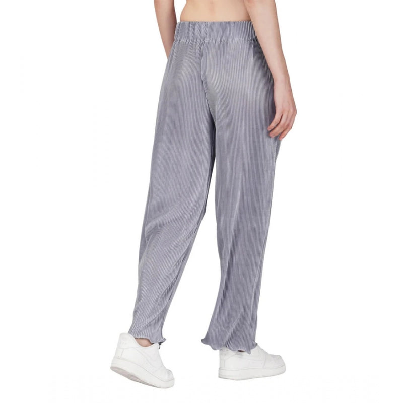 Mayawye Women's Casual Cotton Blend Striped Bottomwear (Grey)