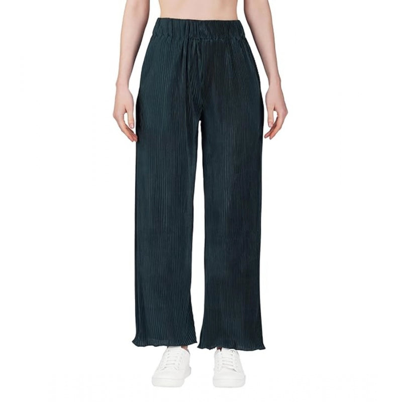 Mayawye Women's Casual Cotton Blend Striped Bottomwear (Blue)