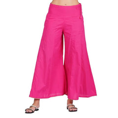Mayawye Women's Casual Cotton Solid Palazzo (Pink)