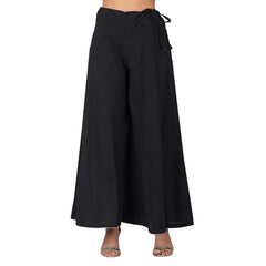 Mayawye Women's Casual Cotton Solid Palazzo (Black)