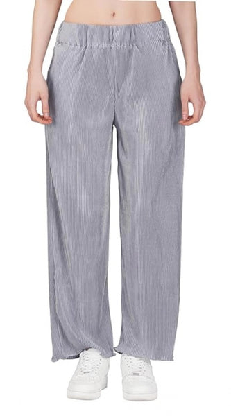 Mayawye Women's Casual Cotton Blend Striped Bottomwear (Grey)