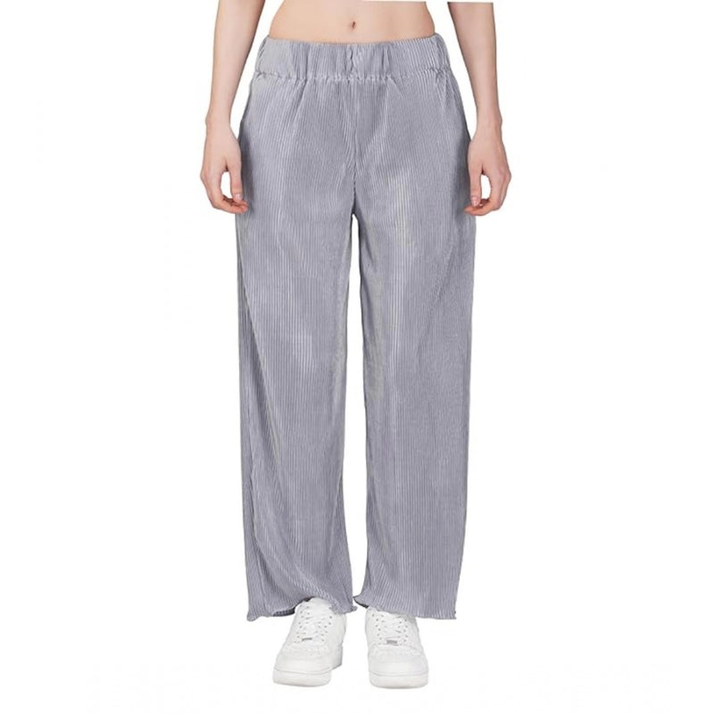 Mayawye Women's Casual Cotton Blend Striped Bottomwear (Grey)