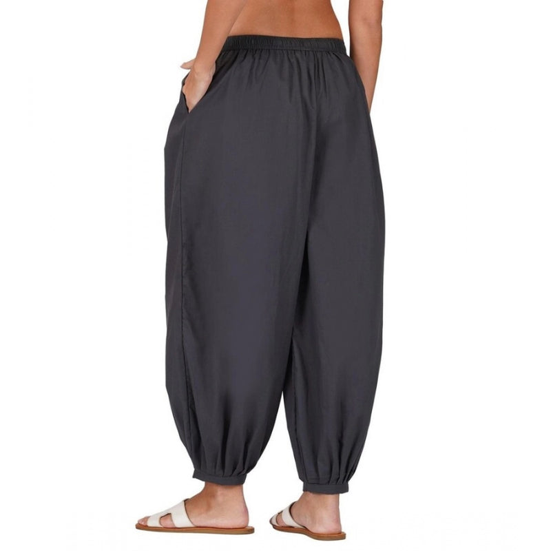 Mayawye Women's Casual Cotton Cambric Solid Elastic Patiala Harem Pants (Dark Grey)
