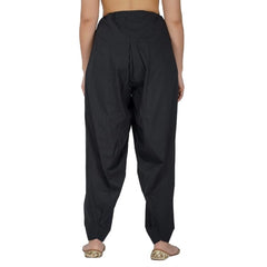 Mayawye Women's Casual Cotton Cambric Solid Drawstring Bottomwear (Black)