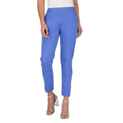 Mayawye Women's Casual Cotton Lycra Solid Trouser Pants (Blue)