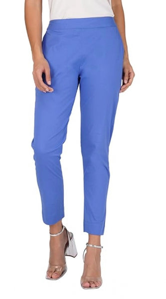 Mayawye Women's Casual Cotton Lycra Solid Trouser Pants (Blue)