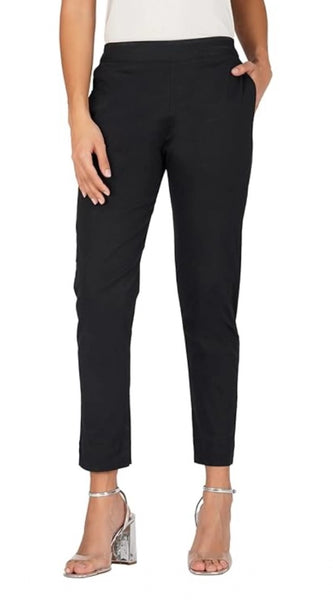 Mayawye Women's Casual Cotton Lycra Solid Trouser Pants (Black)