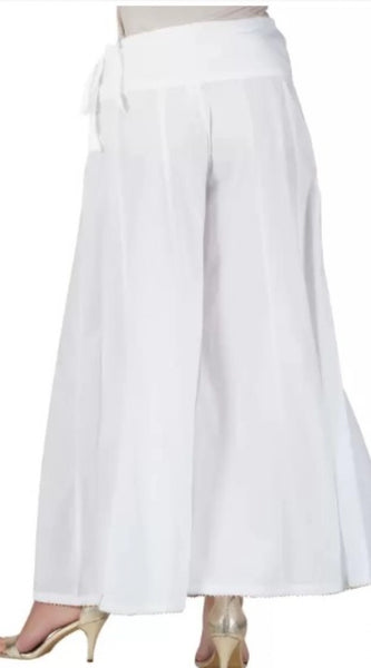 Mayawye Women's Casual Cotton Solid Palazzo (White)