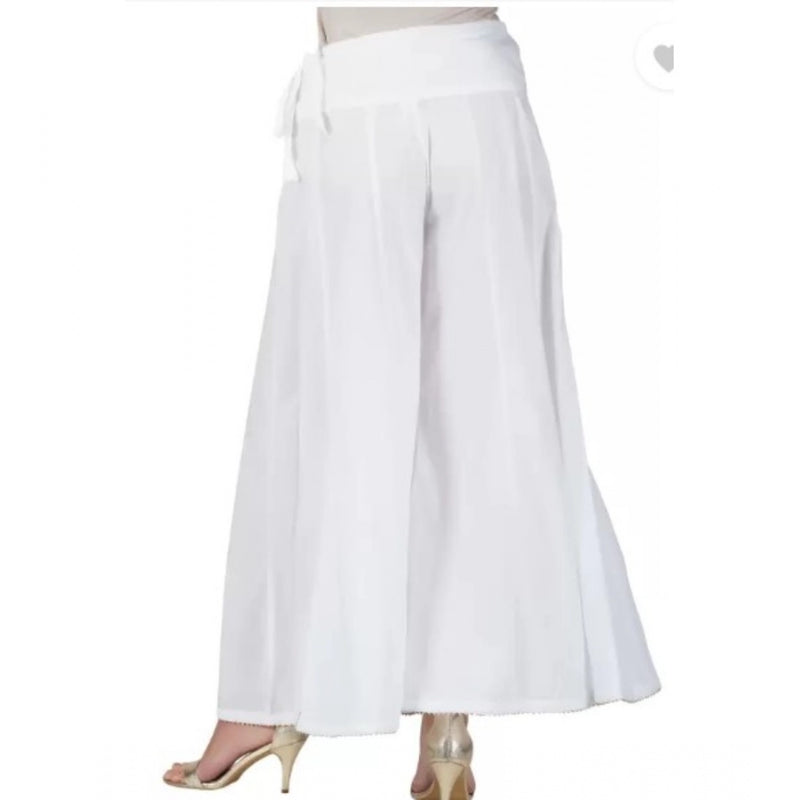 Mayawye Women's Casual Cotton Solid Palazzo (White)