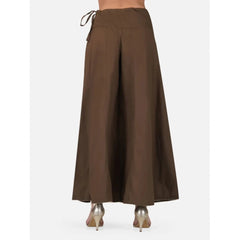 Mayawye Women's Casual Cotton Solid Palazzo (Brown)