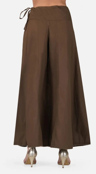 Mayawye Women's Casual Cotton Solid Palazzo (Brown)