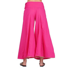 Mayawye Women's Casual Cotton Solid Palazzo (Pink)