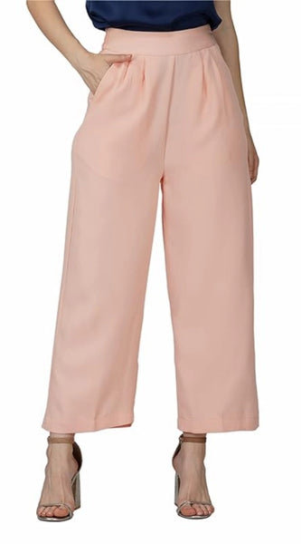 Mayawye Women's Casual Cotton Solid Pants (Pink)