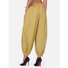 Mayawye Women's Casual Cotton Cambric Solid Elastic Waist Patiala Harem Pants (Beige)