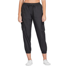 Mayawye Women's Casual Cotton Solid Elastic with Drawstring Cargo Pants (Black)