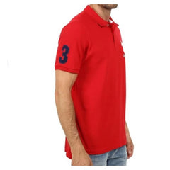 Mayawye Men's Casual Half sleeve Solid Cotton Polo Neck T-shirt (Red)