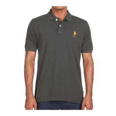 Mayawye Men's Casual Half sleeve Solid Cotton Polo Neck T-shirt (Dark Grey)