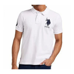 Mayawye Men's Casual Half sleeve Solid Cotton Polo Neck T-shirt (White)
