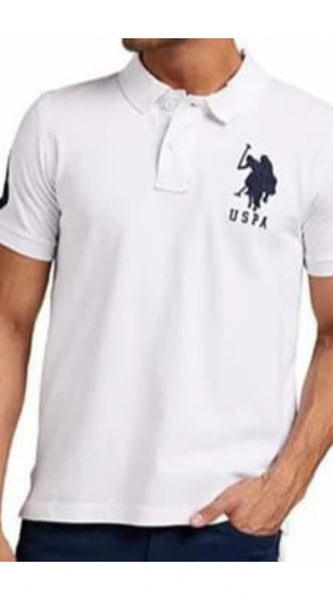 Mayawye Men's Casual Half sleeve Solid Cotton Polo Neck T-shirt (White)
