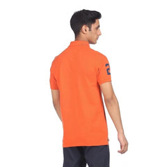 Mayawye Men's Casual Half sleeve Solid Cotton Polo Neck T-shirt (Orange)