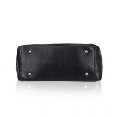 Mayawye Women's Faux Leather Textured Tote Bag (Black)