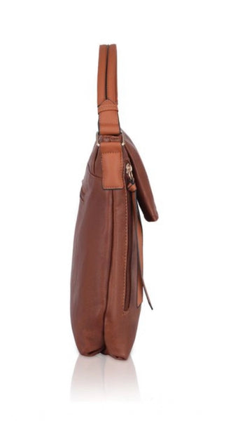 Mayawye Women's Faux Leather Solid Sling Bag (Brown)