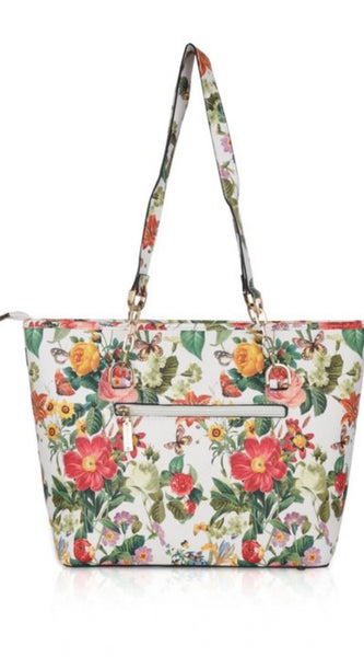 Mayawye Women's Faux Leather Printed Tote Bag (White Orang)