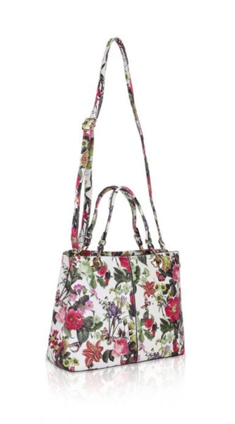 Mayawye Women's Faux Leather Printed Handheld Bag (White Pink)